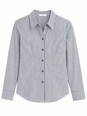 Opus Gray & White Vertical Stripe Button-Down Shirt
